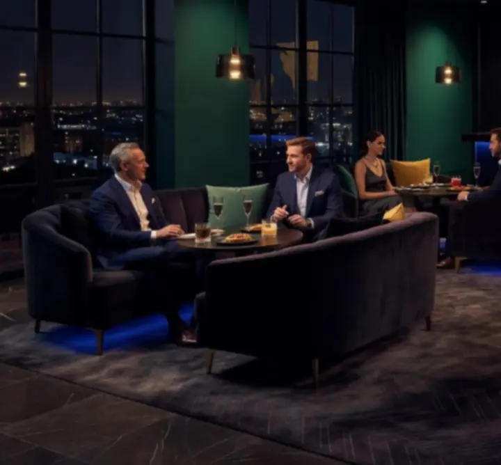 Modern lounge atmoszféra a VBA-ban csoportos estékhez
